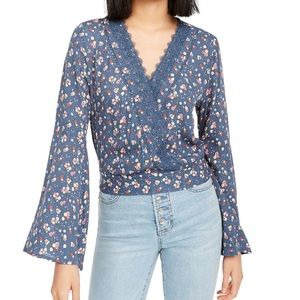 Floral Crotchet Lace Blouse Bell Sleeves